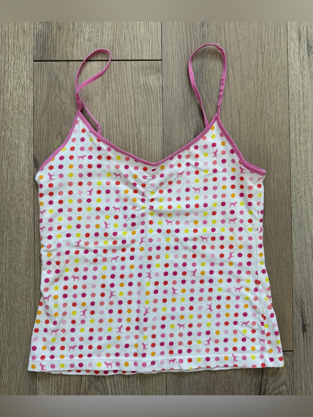 Victoria's Secret Pink 2004 Polka Dot Camisole Tank Dog Size Small Pink/Orange